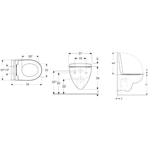 Pack cuvette WC suspendue RENOVA RIMFREE 6l avec abattant - GEBERIT - 500.699.01.1