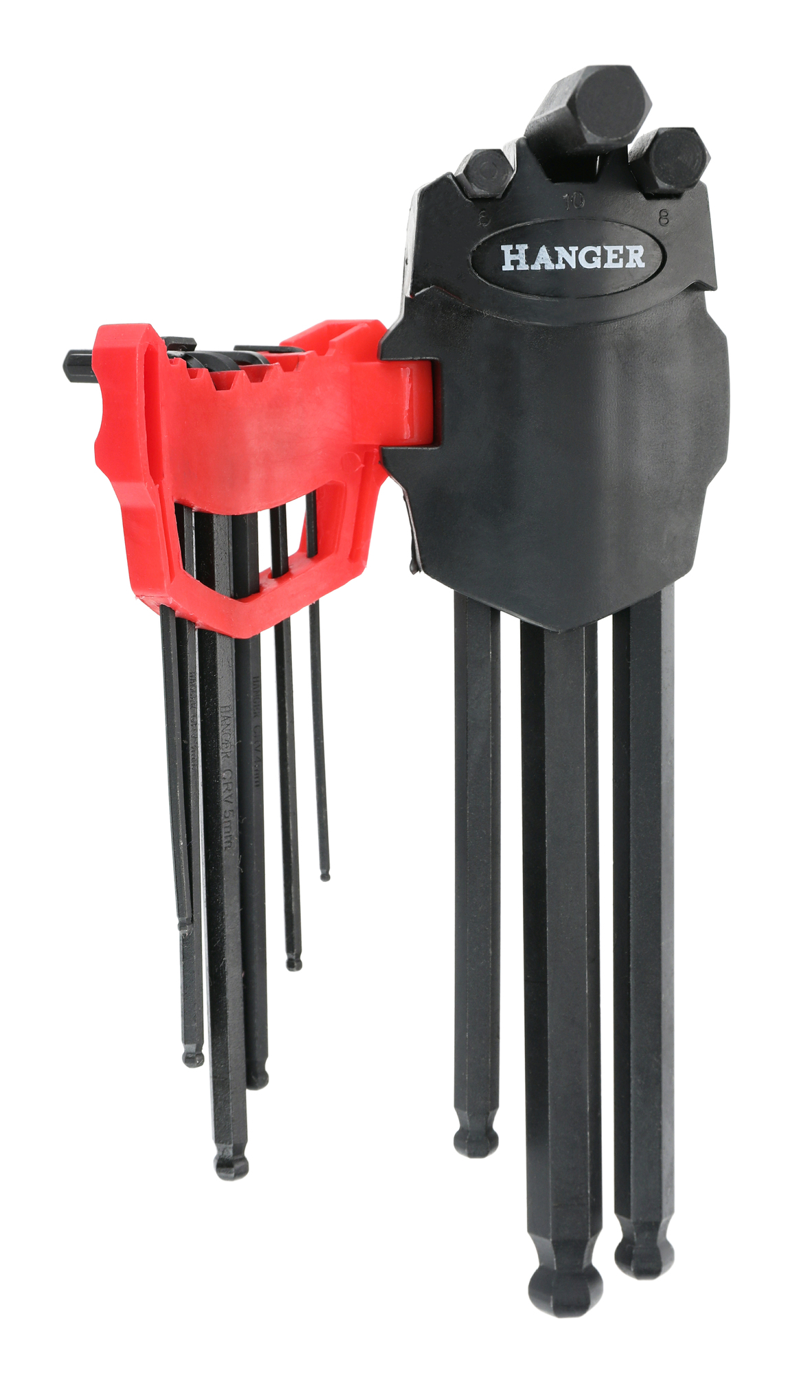 Jeu de 9 clés mâles 6 pans tête sphérique noires - HANGER - 250116