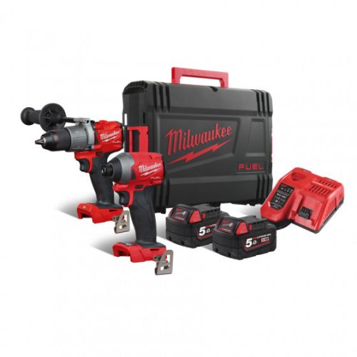 Pack de 2 outils 18V perceuse à percussion M18FPD2 + visseuse à chocs M18FID2 + 2 batteries 5Ah + chargeur + coffret HD BOX - MILWAUKEE TOOL - 4933464268