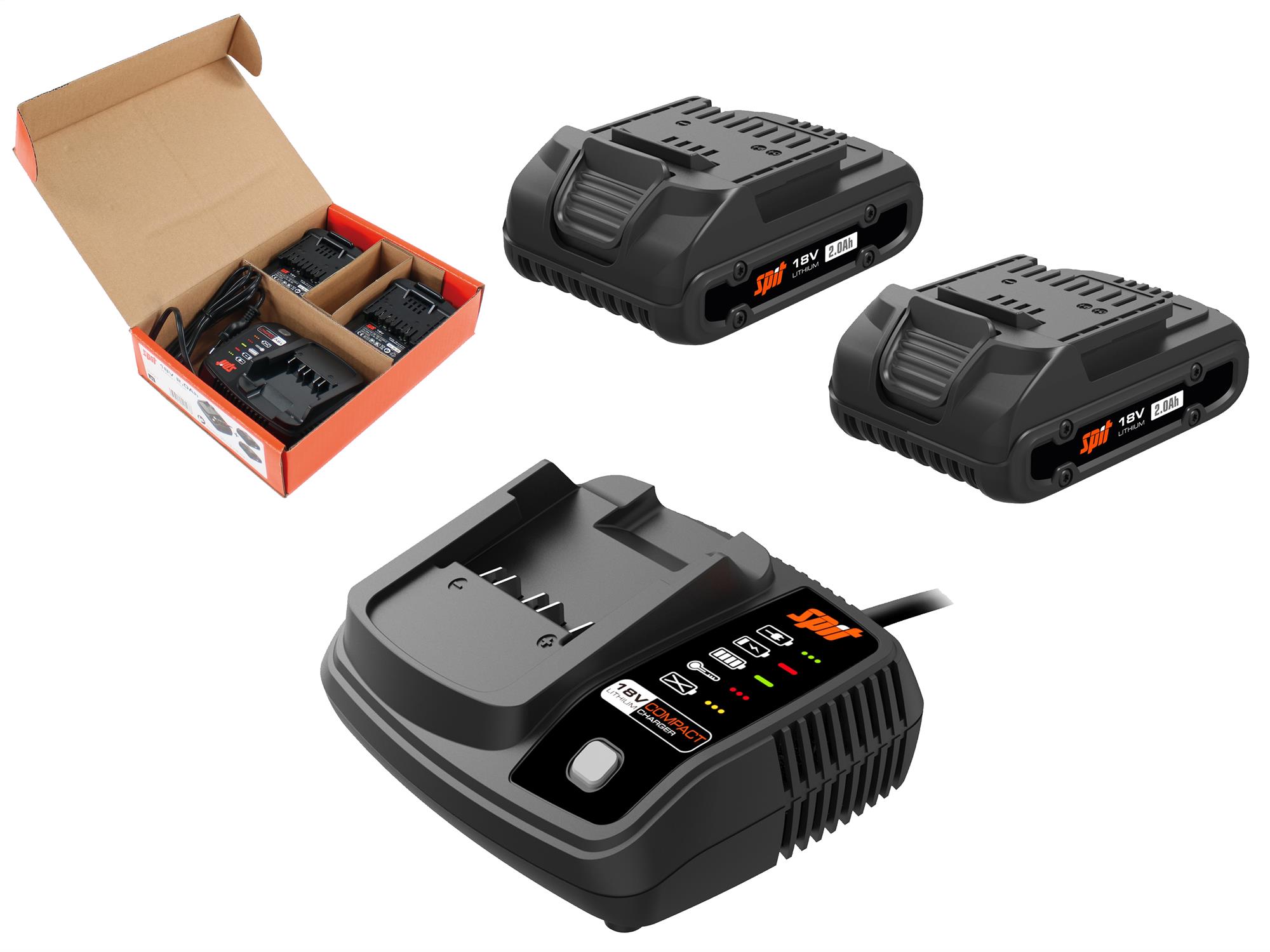 Pack énergie 18V  2 batteries 2Ah + chargeur en boîte carton - SPIT - 054547