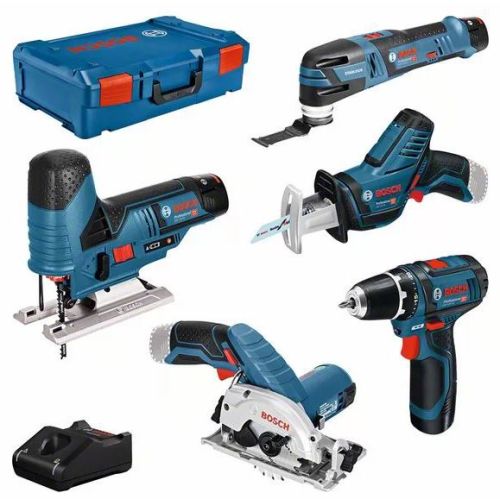 Pack de 5 outils 12V (GST70/GOP12/GSA14/GSR12/GKS26) + 3 batteries 3Ah + chargeur + coffret L-BOXX - BOSCH - 0615A0017C