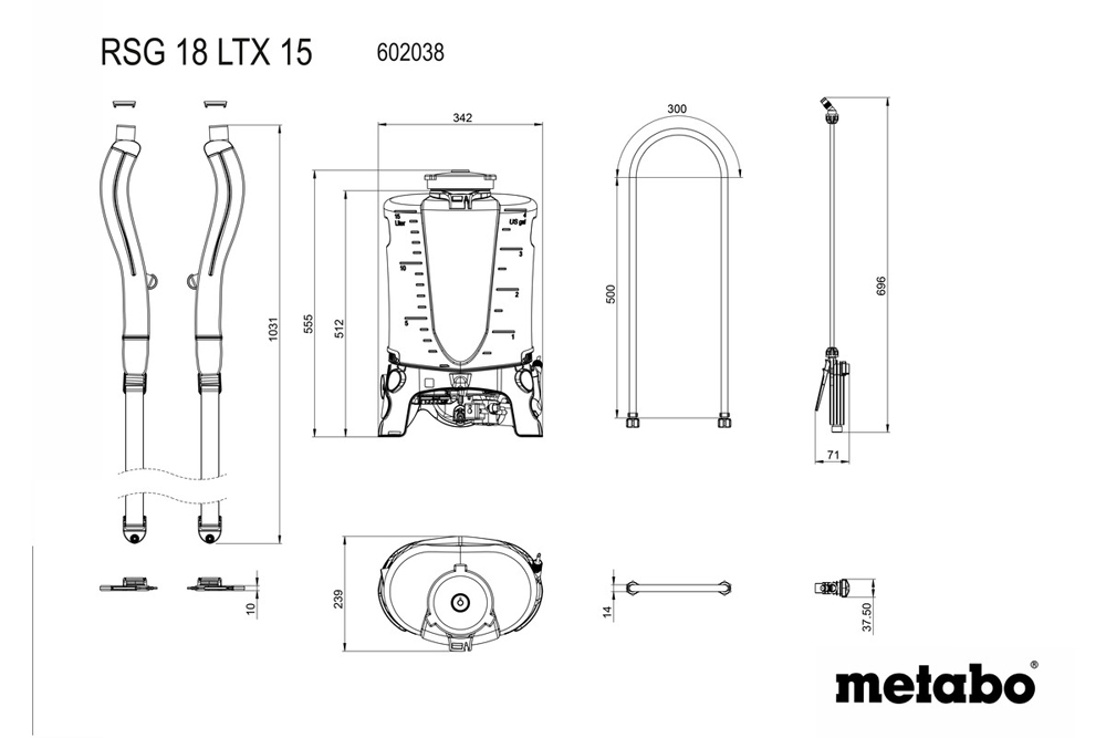 Pulvérisateur dorsal 18V RSG 18 LTX 15 (sans batterie ni chargeur) - METABO - 602038850