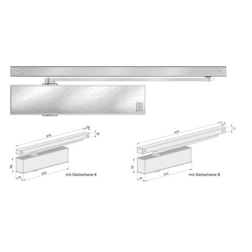 Ferme porte TS 41 avec bras glissière B finition argent - ECO SCHULTE - 5030011743