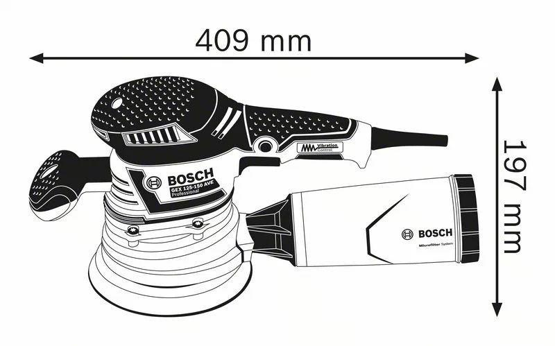 Ponceuse excentrique 400W GEX 40-150 Professional en boîte carton - BOSCH - 060137B202