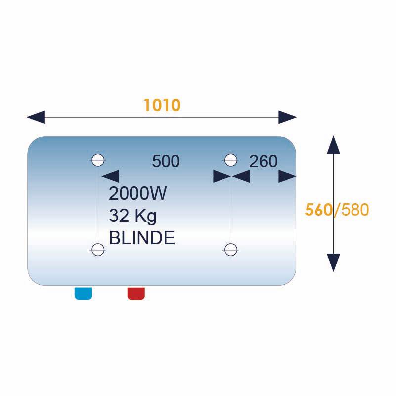 Chauffe-eau électrique blindé 150L INITIO horizontal sortie bas D.560 - ARISTON - 3000377