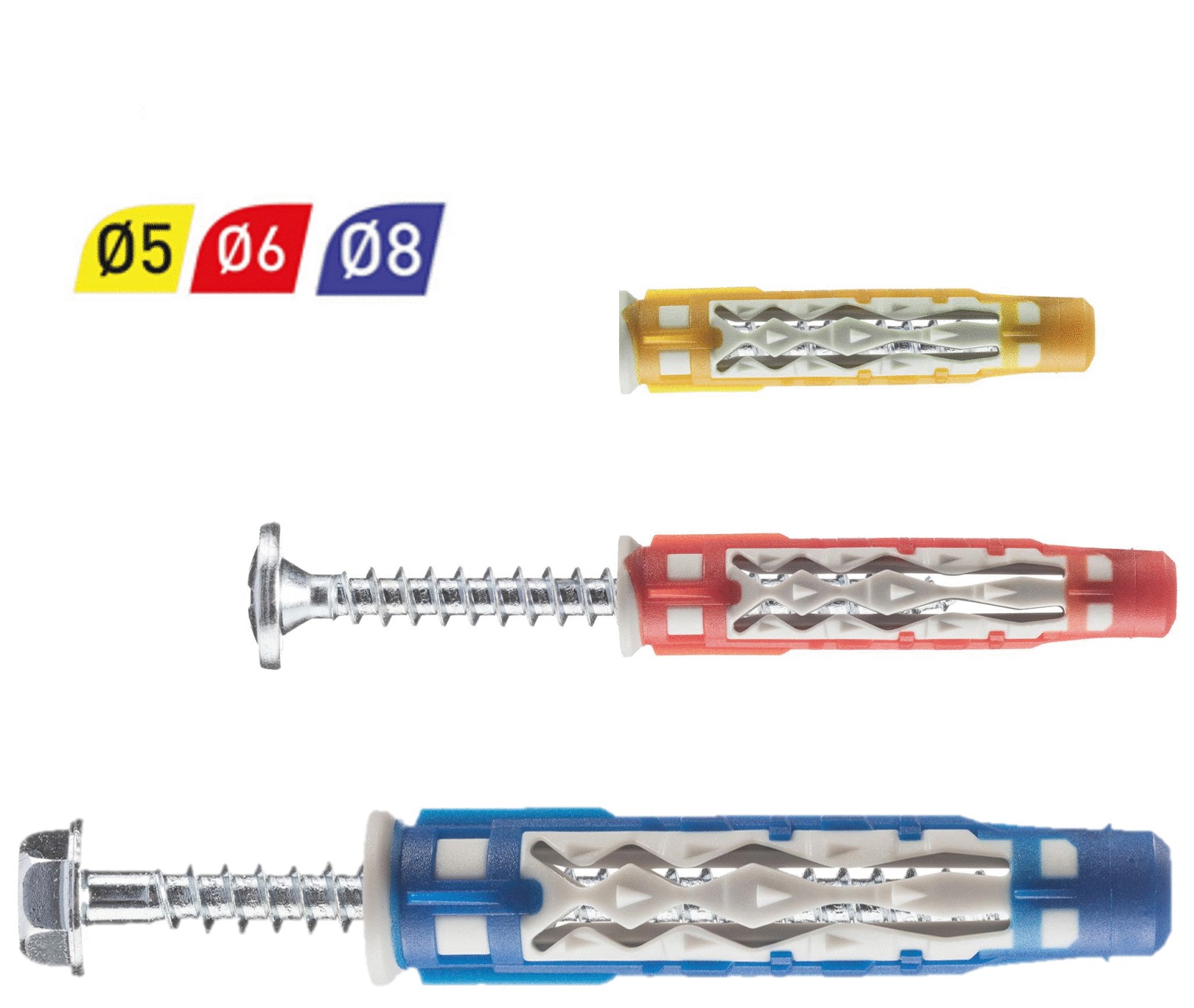 Boite de 50 chevilles bi-matière COLORTECH 6x35 avec vis tête plate - SPIT - 565191