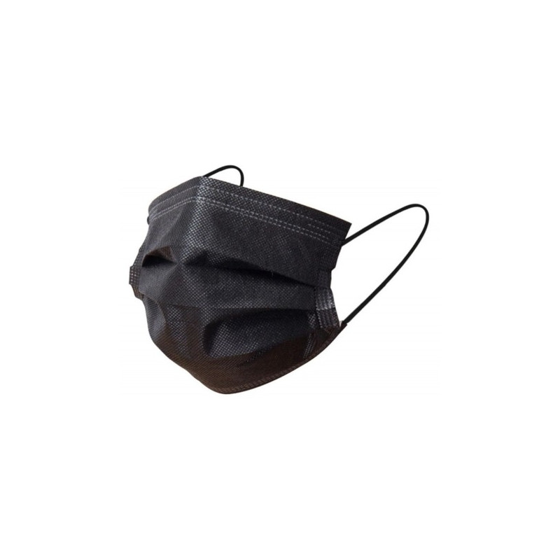 Boîte de 50 masques respiratoires jetables 3 plis Type II R BFE > 98 % noir - MASQUES10