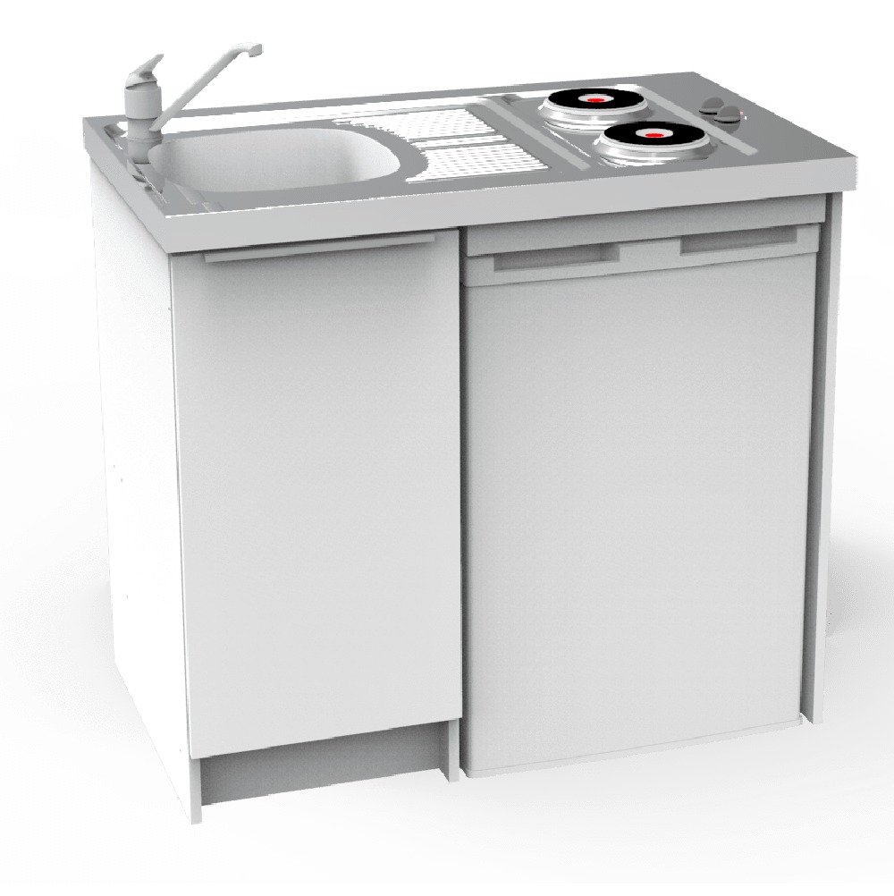 Meuble bas kitchenette CLASSIK 100cm 1 porte avec niche pour réfrigérateur - MODERNA - ABCE100D05