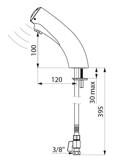 Robinet de lavabo automatique sur vasque TEMPOMATIC 3 pile intégrée - DELABIE - 442006