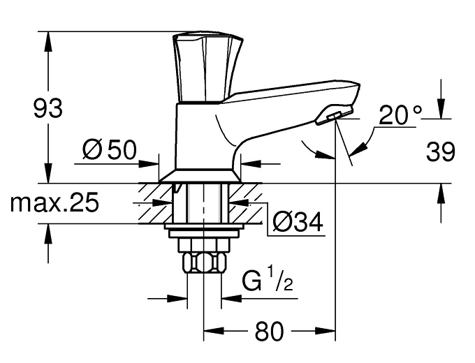 Robinet monofluide COSTA L 1/2'' - GROHE - 20404-001