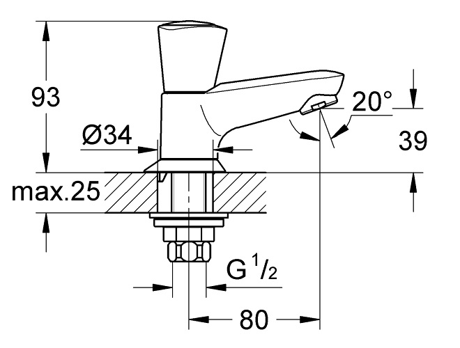 Robinet de lavabo 1/2'' COSTA S monofluide - GROHE - 20405-001