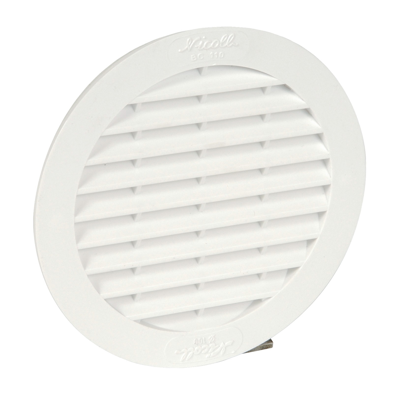 Grille de ventilation en applique 43cm² ronde pour tuyaux fibre ciment D 125 blanc - NICOLL - 1BC135