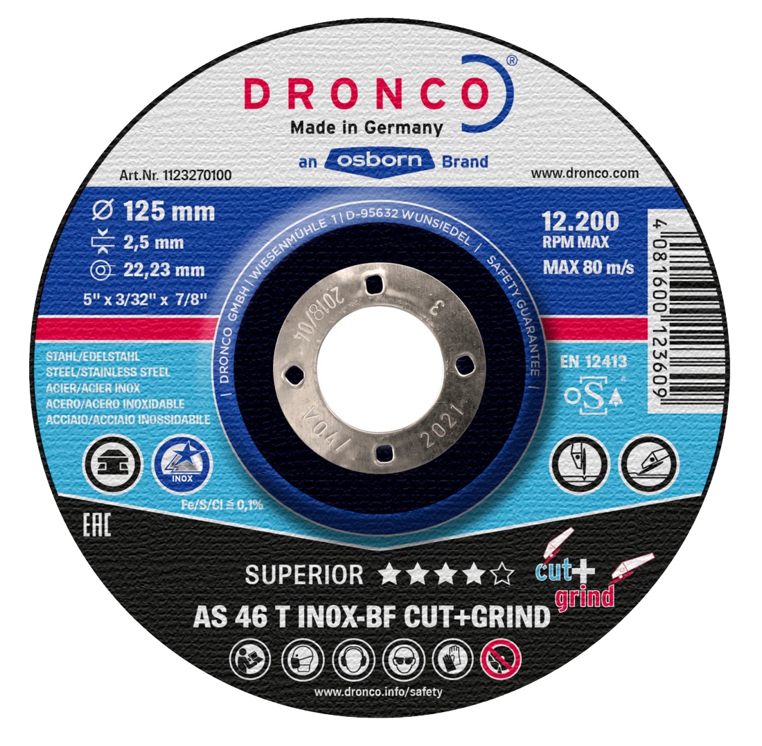 Disque à tronçonner les métaux AS 46 / AS 30 T Inox 115x2,5mm - DRONCO - 1113270100