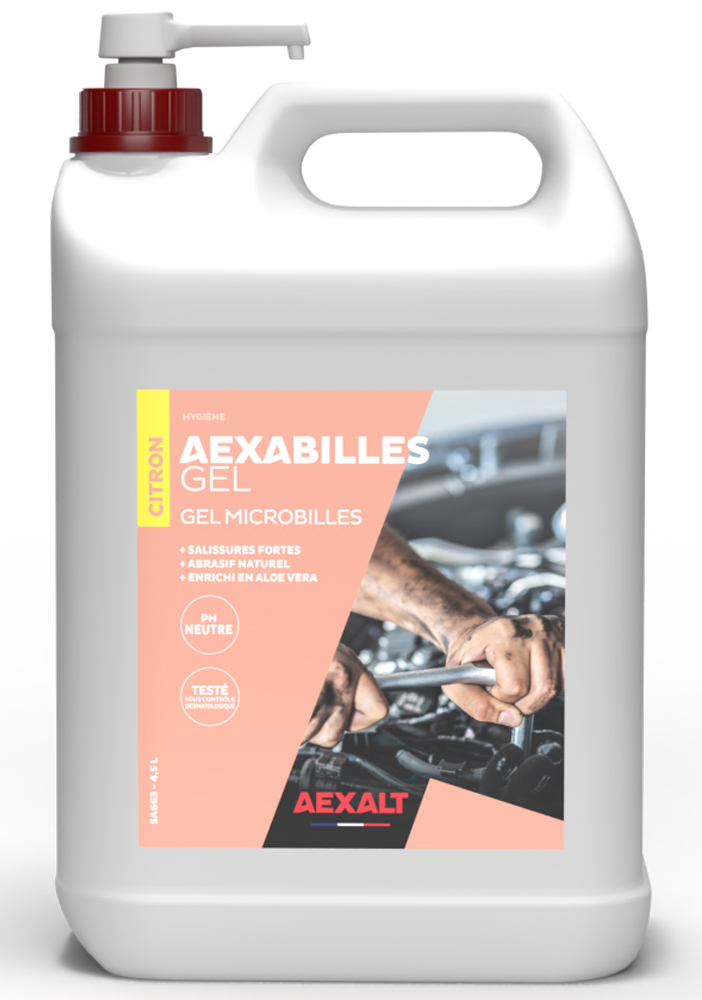 Aexabilles gel mains microbilles citron pompe+bidon de 4,5L - AEXALT - SA663