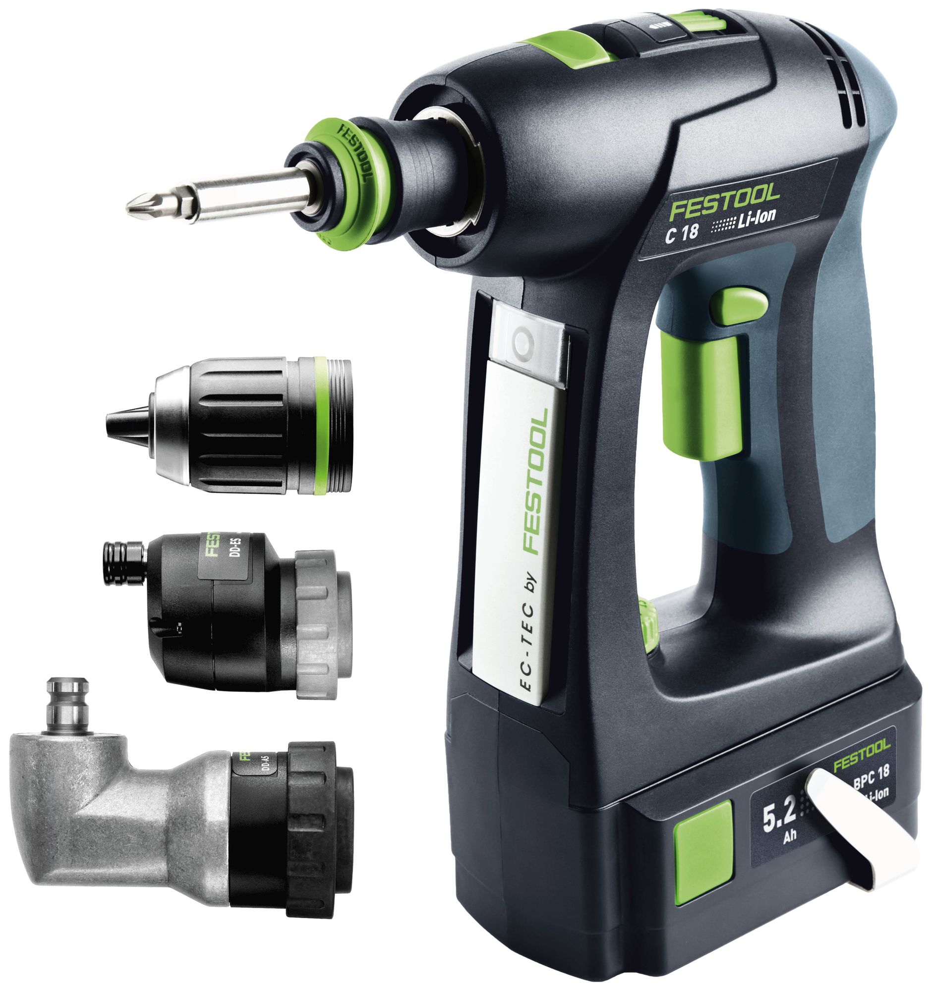 Perceuse-visseuse C18 LI + 2 batteries 5,2Ah + chargeur + coffret Systainer - FESTOOL - 574739