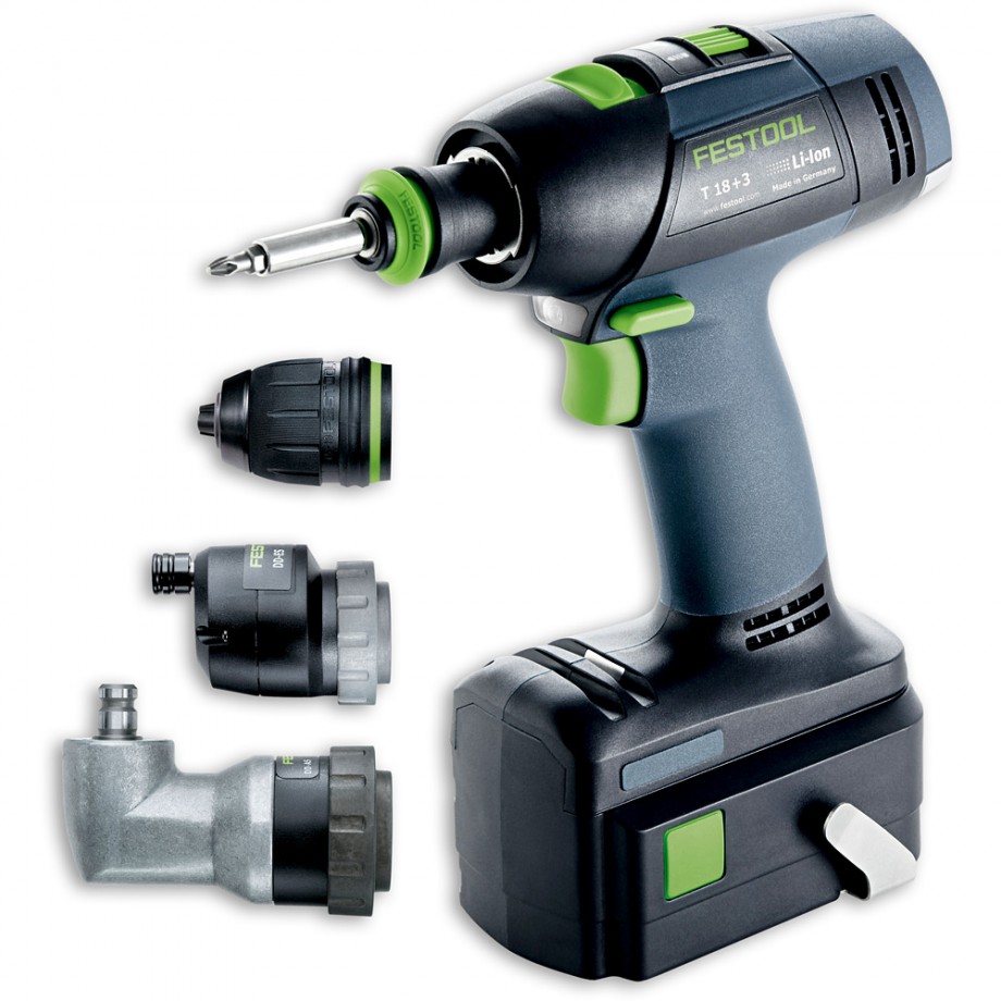 Perceuse-visseuse T18+3 LI + 2 batteries 5,2Ah + chargeur + coffret Systainer - FESTOOL - 574758