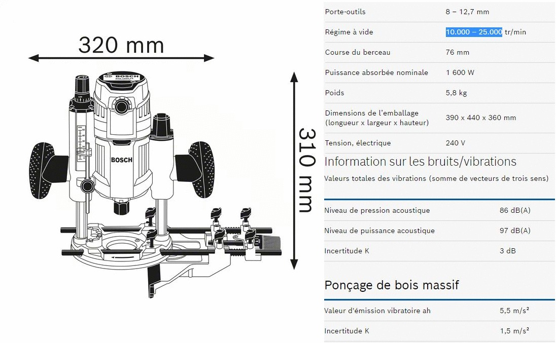 Défonceuse 1600W GOF 1600 CE en coffret L-BOXX - BOSCH - 0601624000