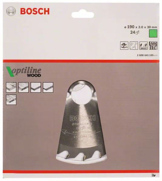 Lame de scie circulaire 235x30x2,8mm Optiline Wood pour le bois 24 dents - BOSCH - 2608640725