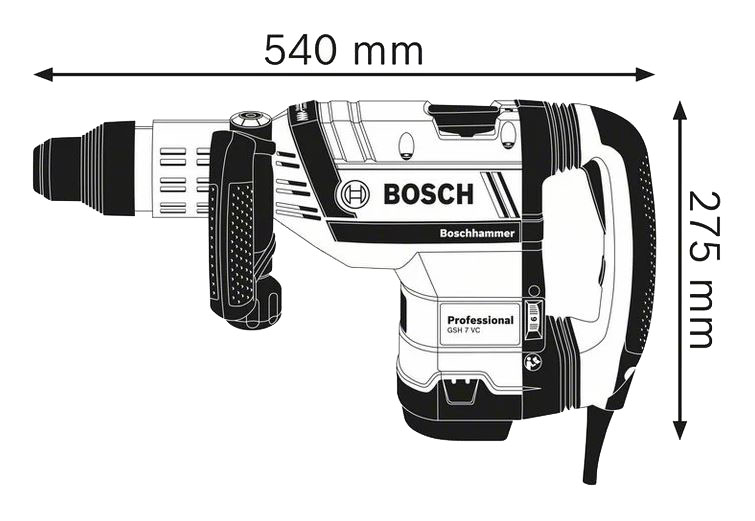Marteau piqueur SDS Max 1500W GSH7 VC 13J en coffret standard - BOSCH - 0611322000