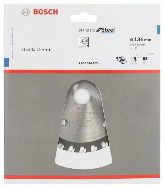 Lame scie circulaire Standard for Steel 136X20X1,6 30D GKM18 - BOSCH - 2608644225