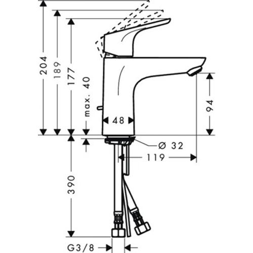 Mitigeur de lavabo 100 CH 3 FOCUS CoolStart - HANSGROHE - 31621000