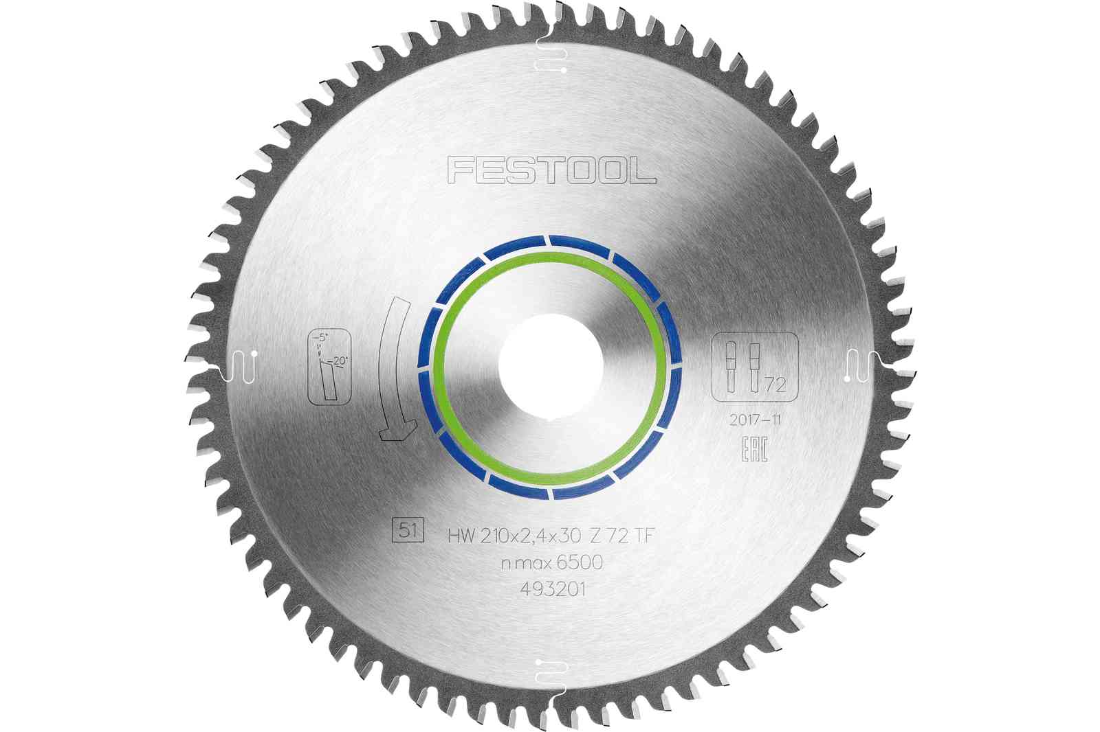 Lame de scie circulaire ALUMINIUM/PLASTICS HW 210x2,4x30mm TF72 - FESTOOL - 493201