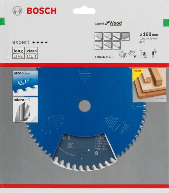 Lame de scie circulaire pour bois 160 x 20 x 1,6mm 48 dents - BOSCH EXPERT - 2608644018