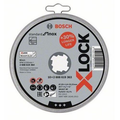 Disques à tronçonner X-LOCK EXPERT 125 x 1,6mm pour inox - BOSCH EXPERT - 2608619265