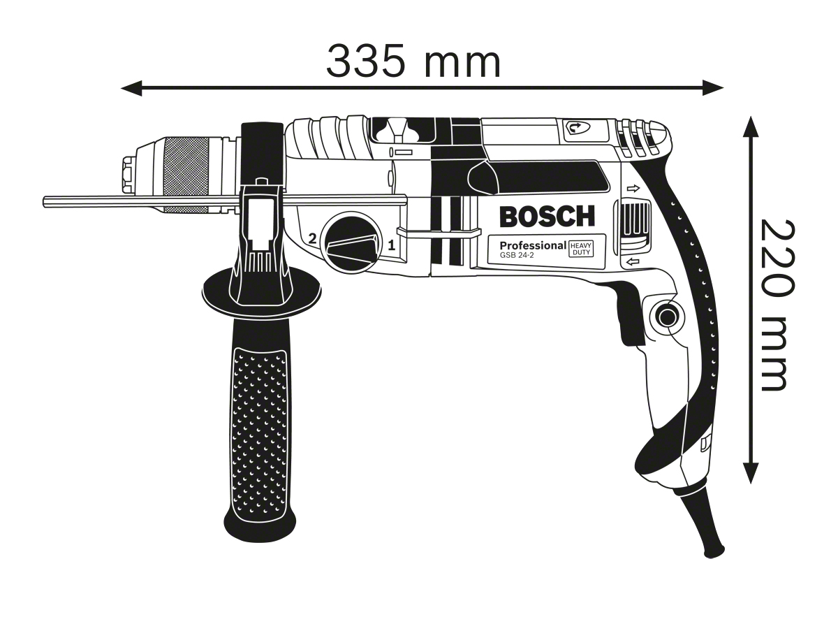 Perceuse à percussion 1100W GSB 24-2 en coffret L-CASE - BOSCH - 060119C801
