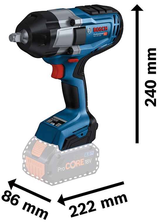 Boulonneuse 18V GDS 18V-1000 Professional (sans batterie ni chargeur) + coffret L-Boxx - BOSCH - 06019J8301