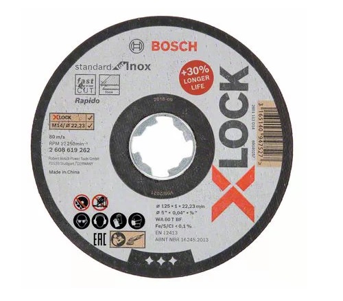 Disque à tronçonner X-LOCK 125x1mm Standard pour Inox - BOSCH - 2608619262