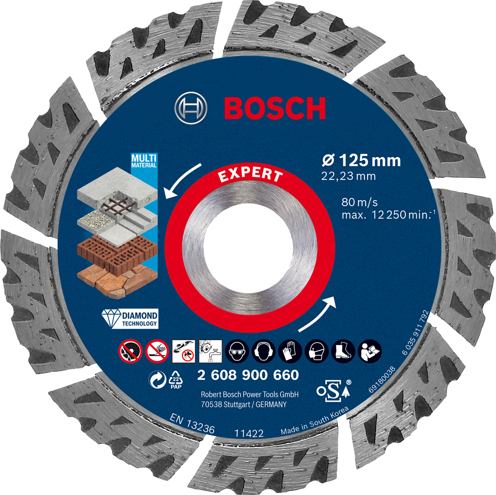 Disque à tronçonner diamanté Expert MultiMaterial 115x2,2x12mm - BOSCH - 2608900660