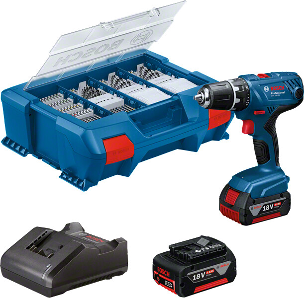 Perceuse-visseuse 18V GSR18V-21 + 2 batteries 4 Ah + chargeur + coffret L-CASE - BOSCH - 06019H100C