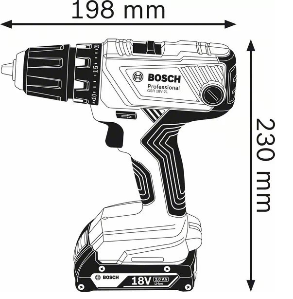 Perceuse-visseuse 18V GSR18V-21 + 2 batteries 4 Ah + chargeur + coffret L-CASE - BOSCH - 06019H100C