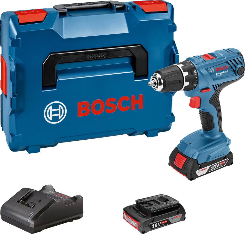 Perceuse visseuse 18V GSR 18V-21 + 2 batteries 2Ah + chargeur + coffret L-CASE - BOSCH - 06019H100A