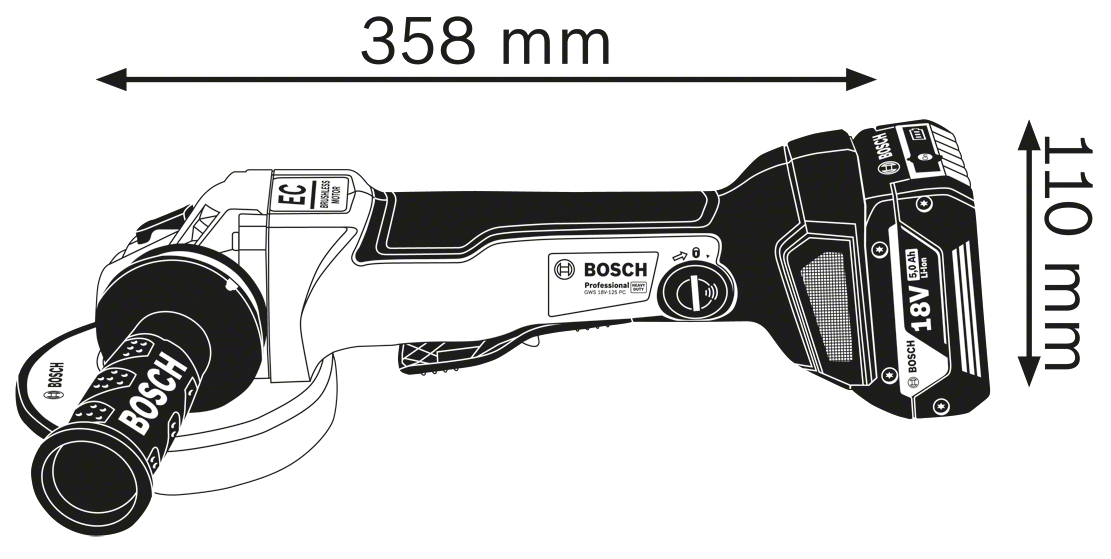 Meuleuse d'angle 18V GWS 18V-10 PC (sans batterie ni chargeur) en coffret L-BOXX - BOSCH - 06019G3E0B