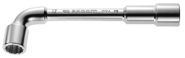 Clé à pipe débouchée forgée 6x12 pans D.28mm L.290mm - FACOM - 76.28