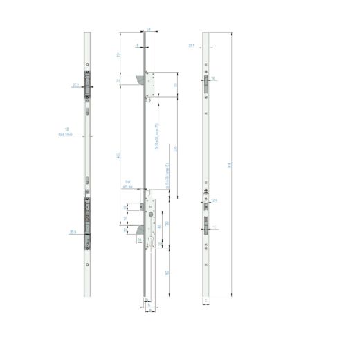 Serrure à larder 3 points pêne demi tour TREPPER axe 30mm avec têtière - CORNI - D83030SCA24U850