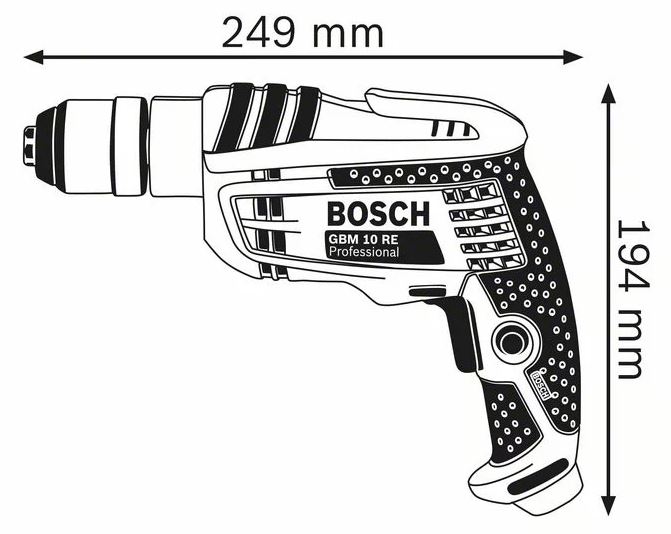 Perceuse simple 600W GBM 10 RE - BOSCH - 0601473600
