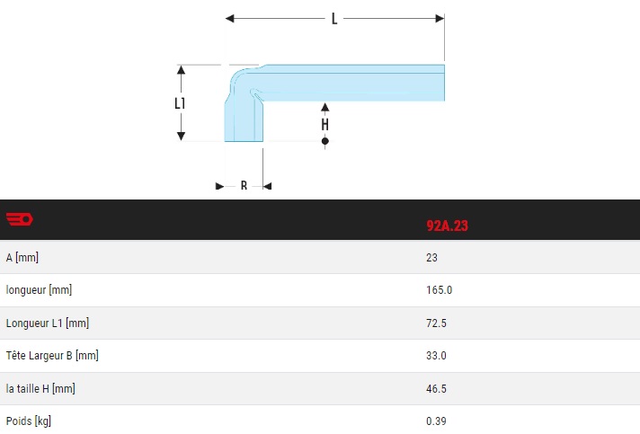 Clés en tube coudées métriques - FACOM - 92A.23