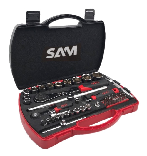 Coffret douille et cliquets 1/4'' et 1/2'' 60 outils - SAM OUTILLAGE - 75-SHR60Z