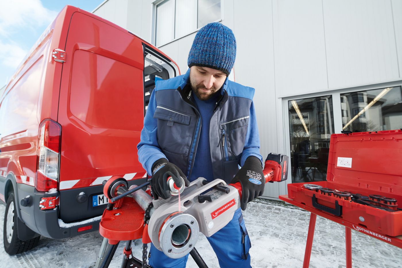 Filière électronique SUPERTRONIC 2000 E avec têtes BSPT R 1/2'' - 2'' avec adaptateur ROFIX - ROTHENBERGER - 1000003389