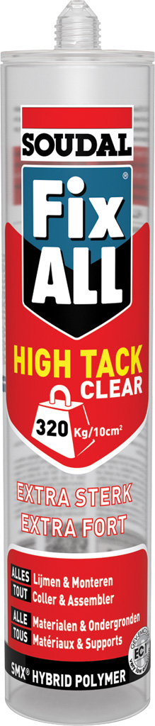 Mastic-colle Fix All High Tack Clear transparent cartouche 290ml - SOUDAL - 130276