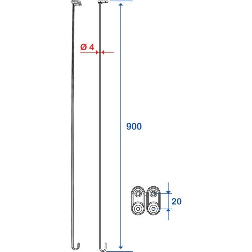 Tendeur plafond laiton nickelé chromé pour porte-rideau L800 - PELLET - 004202