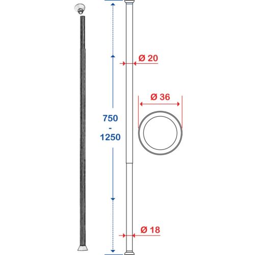 Porte-rideau droit extensible de 75cm à 1m25 - PELLET - 004051