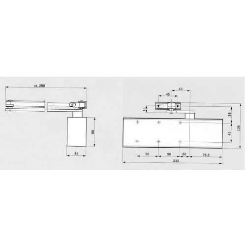 Ferme-porte TS71 F3-4 fourni sans bras finition noir - DORMAKABA - 22212119