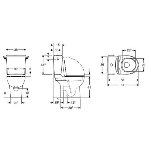 Pack WC au sol compact sortie multidirectionnelle PRIMA - GEBERIT - 08331300000201