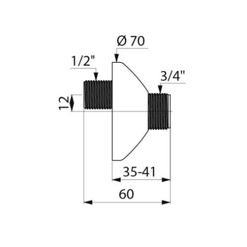 Raccords décalés standards longueur 60mm chromé mâle 1/2''x3/4'' - DELABIE - 856027.2P