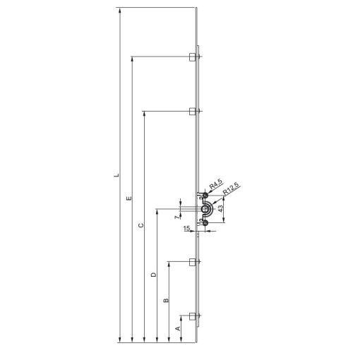 Crémone verrou JET15 cote DF longueur 2350mm D - FERCO - G-12425-23-4-1