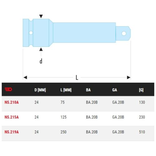 Rallonge impact 1/2'' longueur 125mm - FACOM - NS.215A